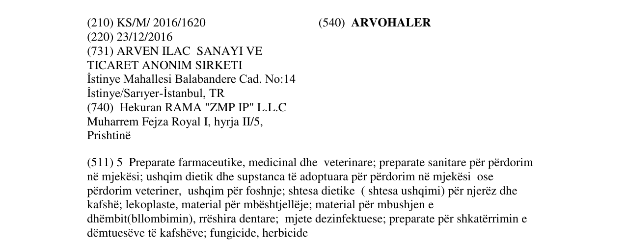 Zëri i markës ARVOHALER në buletin