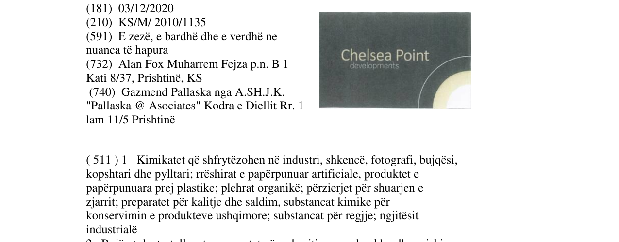 Zëri i markës Chelsea Point developments në buletin