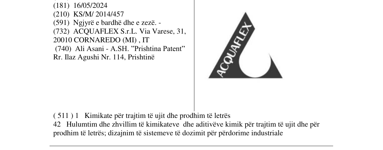 Zëri i markës ACQUAFLEX në buletin