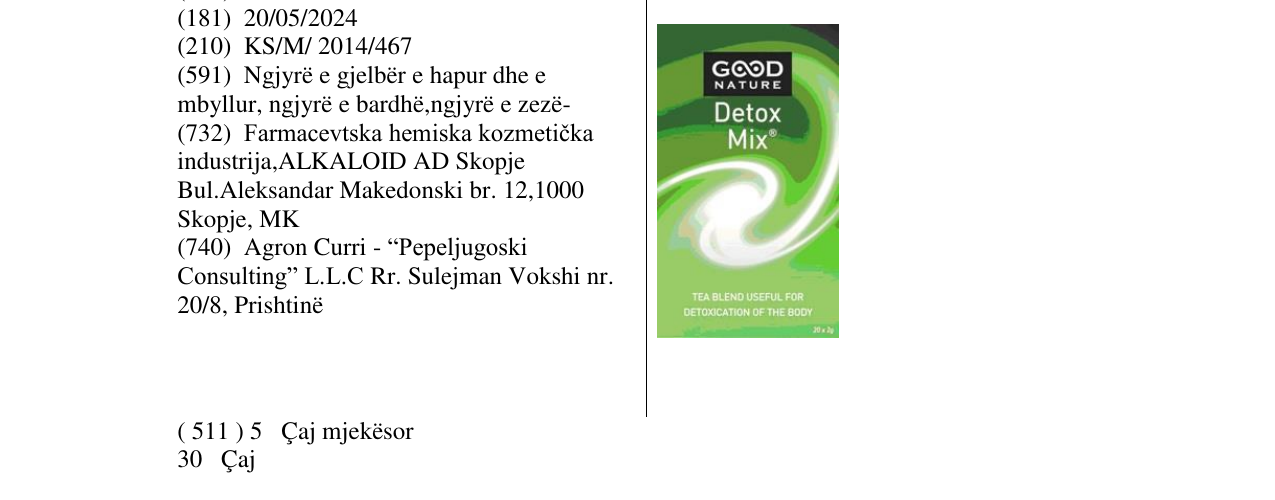 Zëri i markës GOOD NATURE Detox Mix në buletin