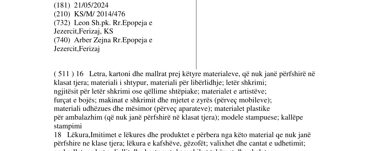Zëri i markës LEON në buletin