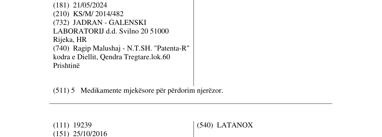 Zëri i markës OLOPAX në buletin