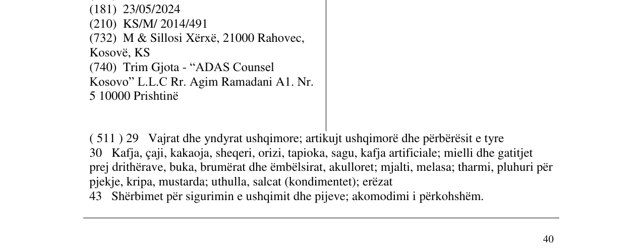 Zëri i markës M&Sillosi në buletin