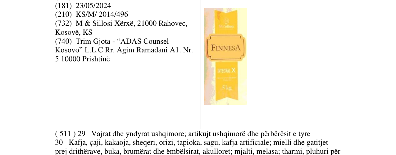 Zëri i markës FINNESA në buletin