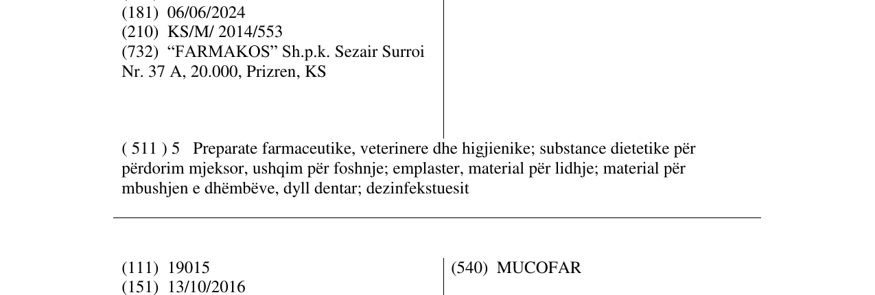 Zëri i markës LONGACIN në buletin
