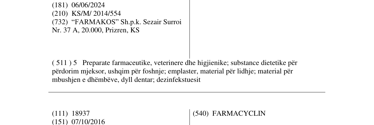 Zëri i markës MUCOFAR në buletin