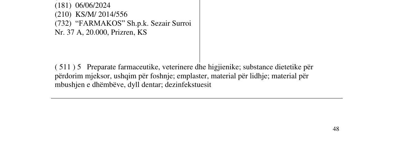 Zëri i markës FARMACYCLIN në buletin