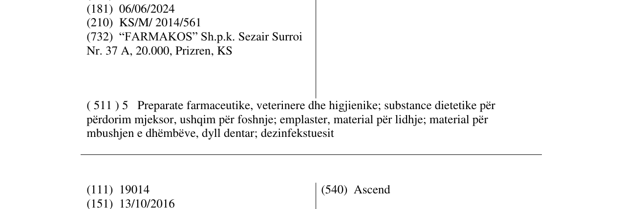 Zëri i markës DENTAFAR në buletin