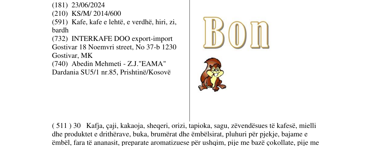 Zëri i markës Bon në buletin