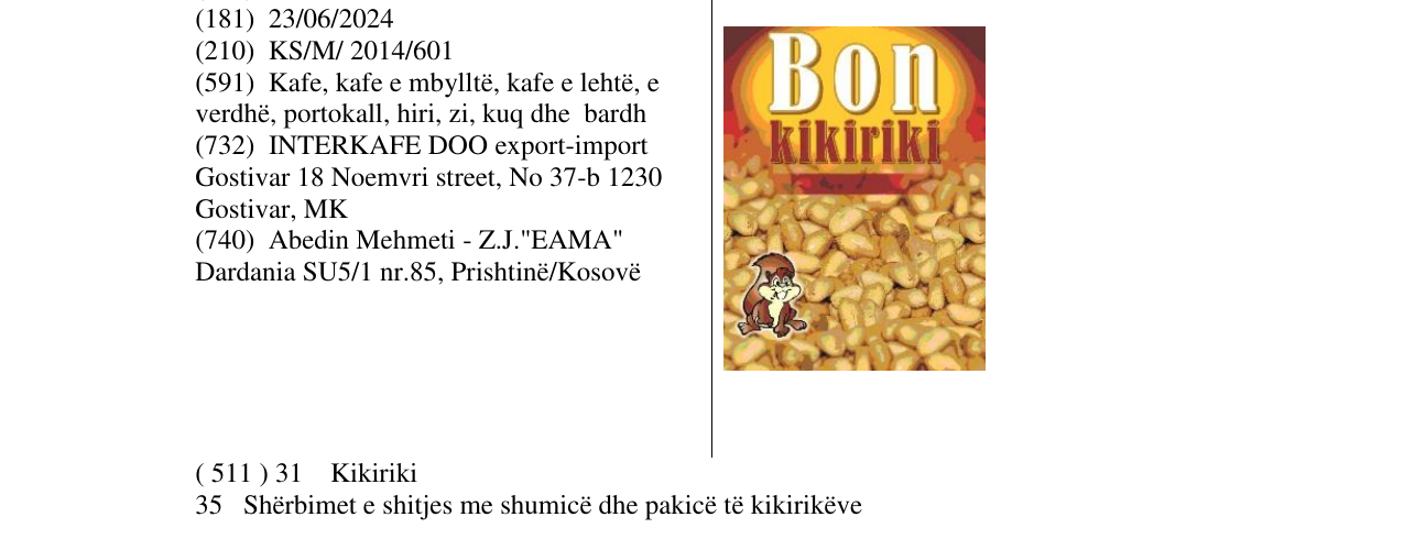 Zëri i markës Bon kikiriki në buletin