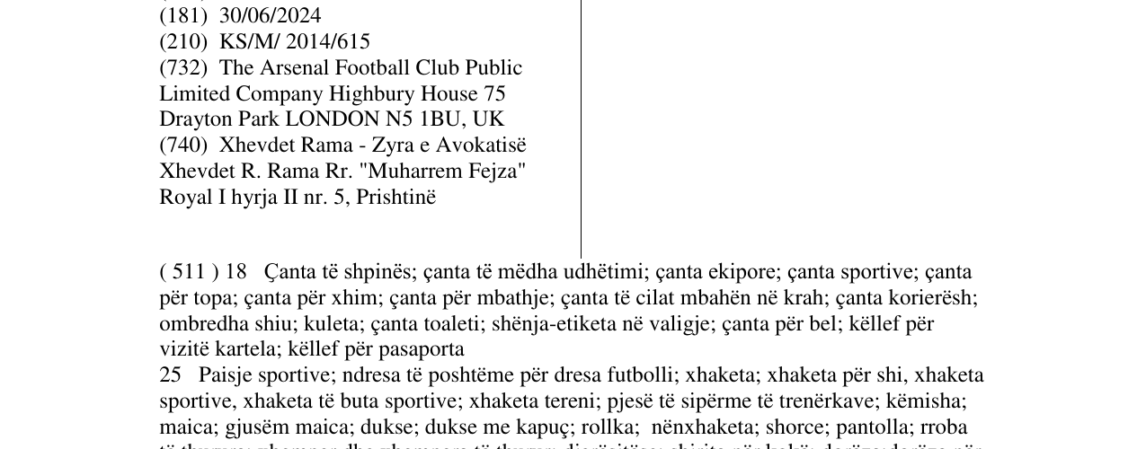 Zëri i markës ARSENAL në buletin