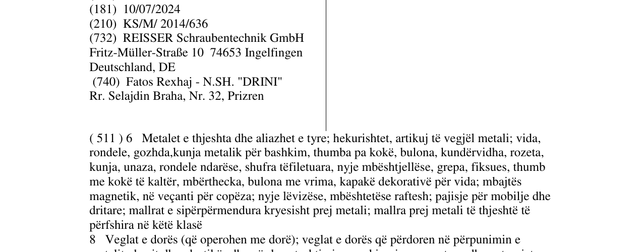 Zëri i markës REISSER në buletin