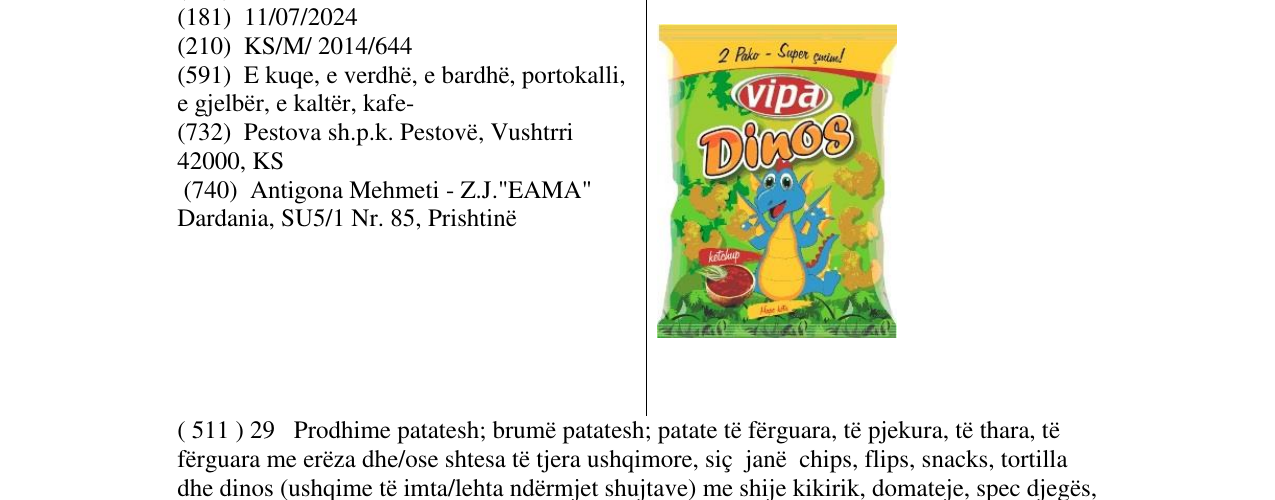 Zëri i markës Vipa Dinos në buletin