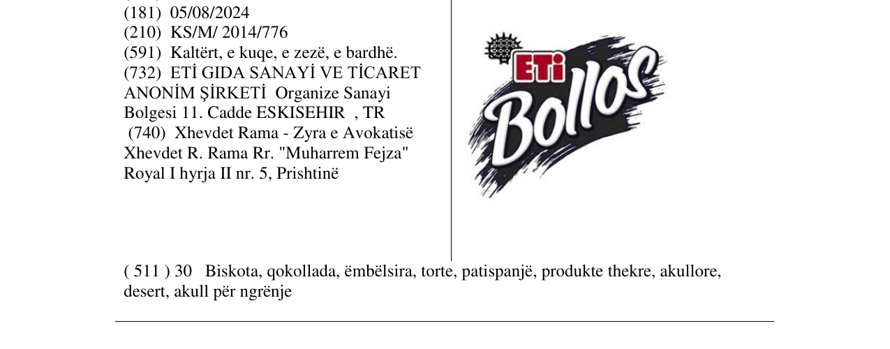 Zëri i markës ETi Bollos në buletin