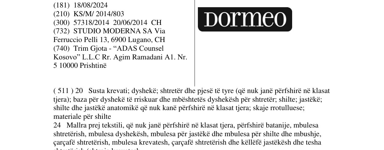 Zëri i markës Dormeo në buletin
