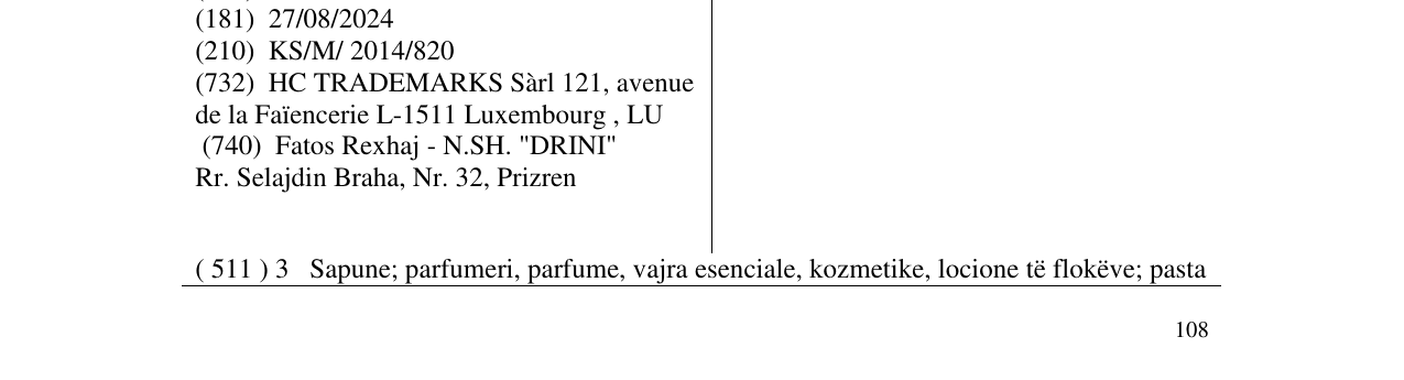 Zëri i markës CHENOT në buletin