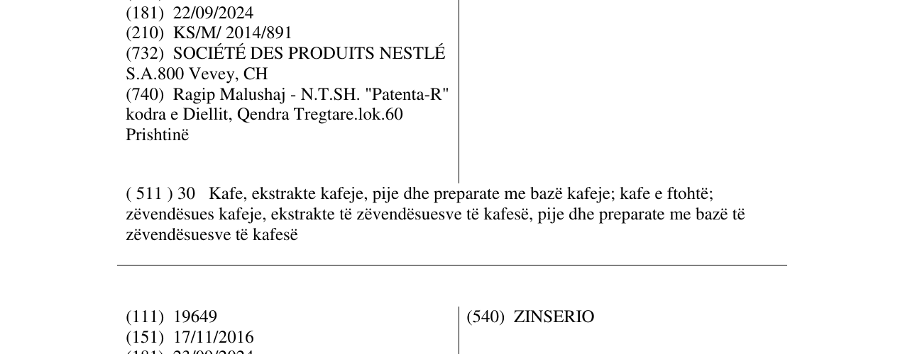 Zëri i markës ADRENZA në buletin