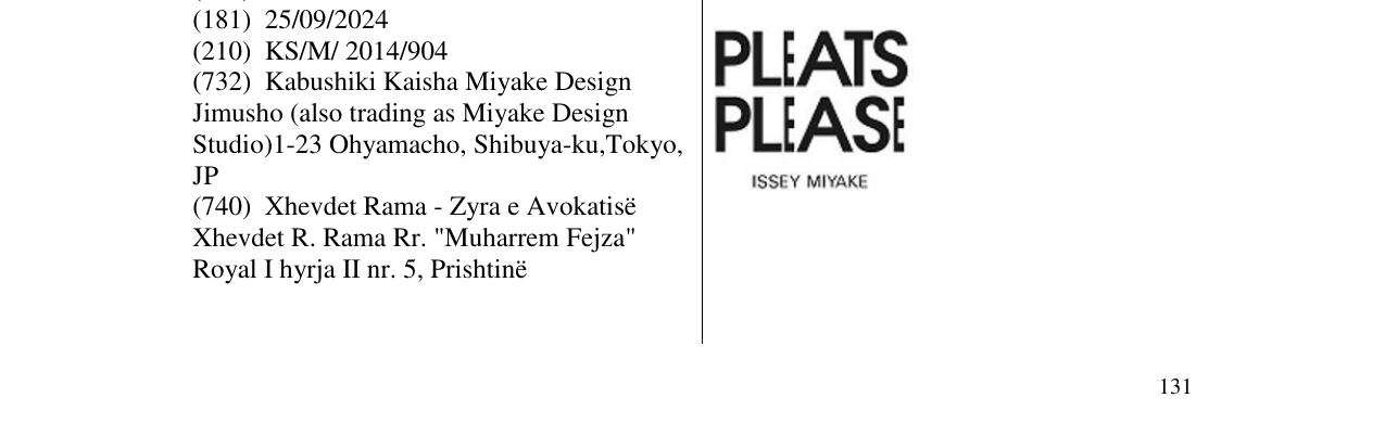 Zëri i markës PLEATS PLEASE në buletin