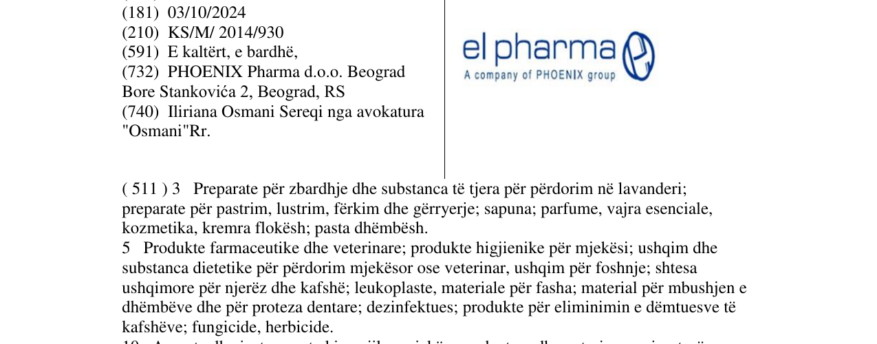 Zëri i markës el pharma në buletin