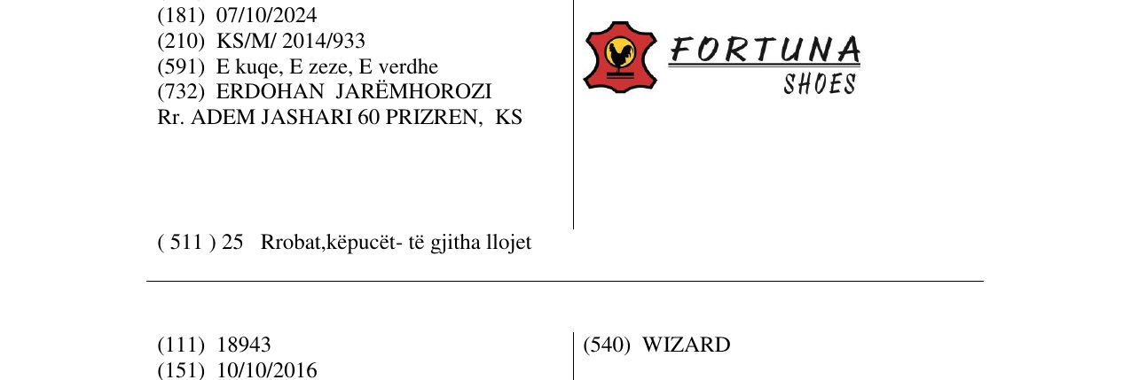 Zëri i markës FORTUNA SHOES në buletin
