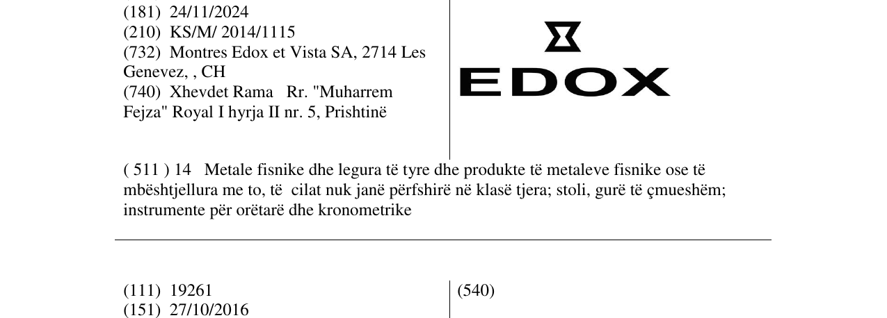 Zëri i markës EDOX në buletin