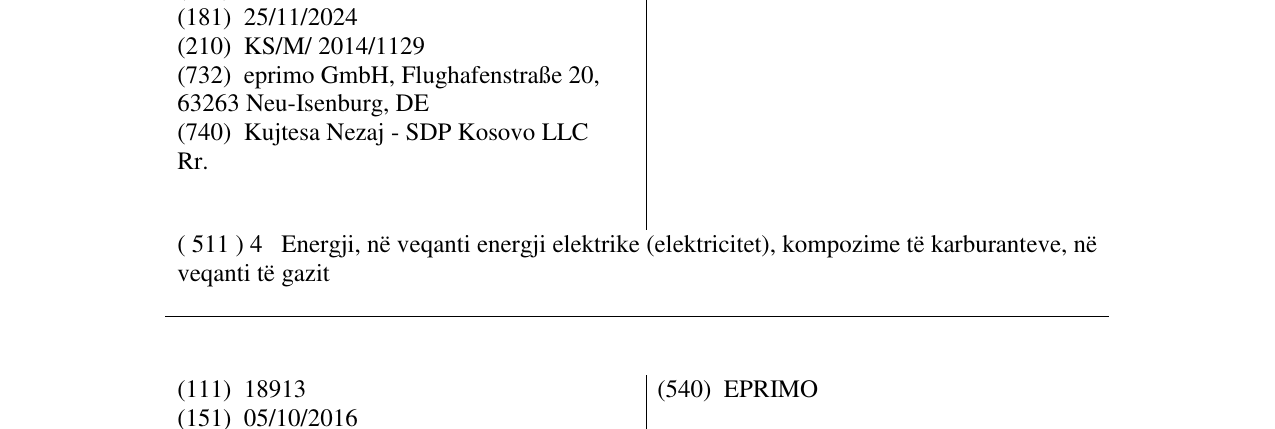 Zëri i markës EPRIMO në buletin