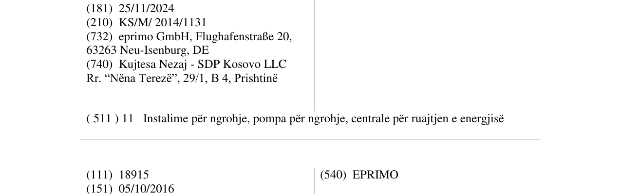Zëri i markës EPRIMO në buletin