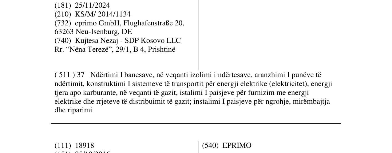Zëri i markës EPRIMO në buletin