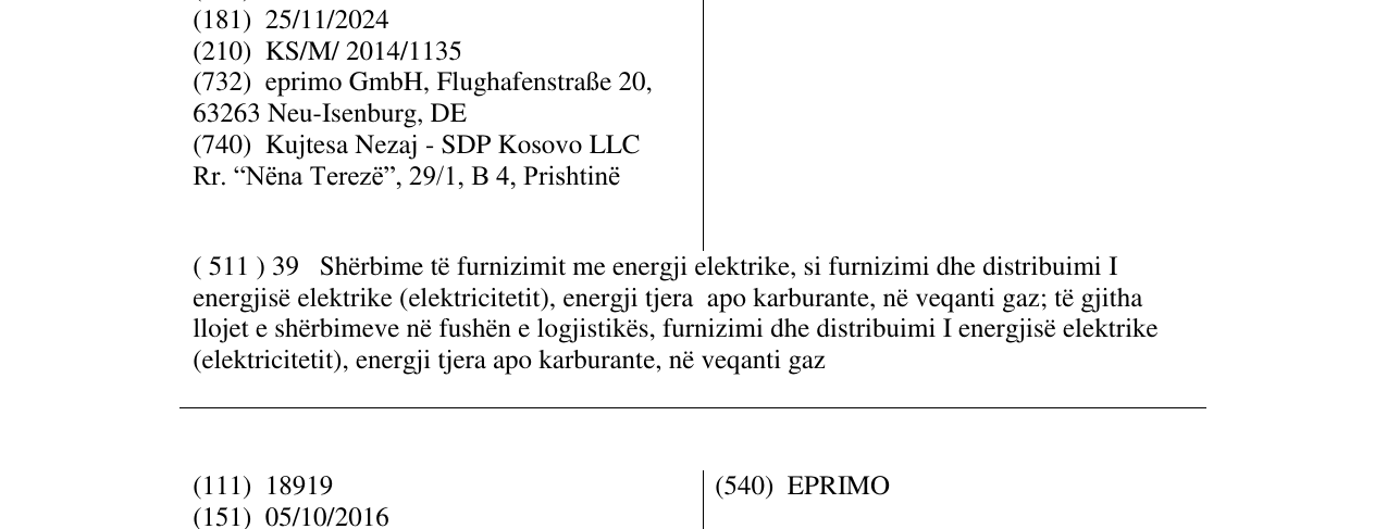 Zëri i markës EPRIMO në buletin