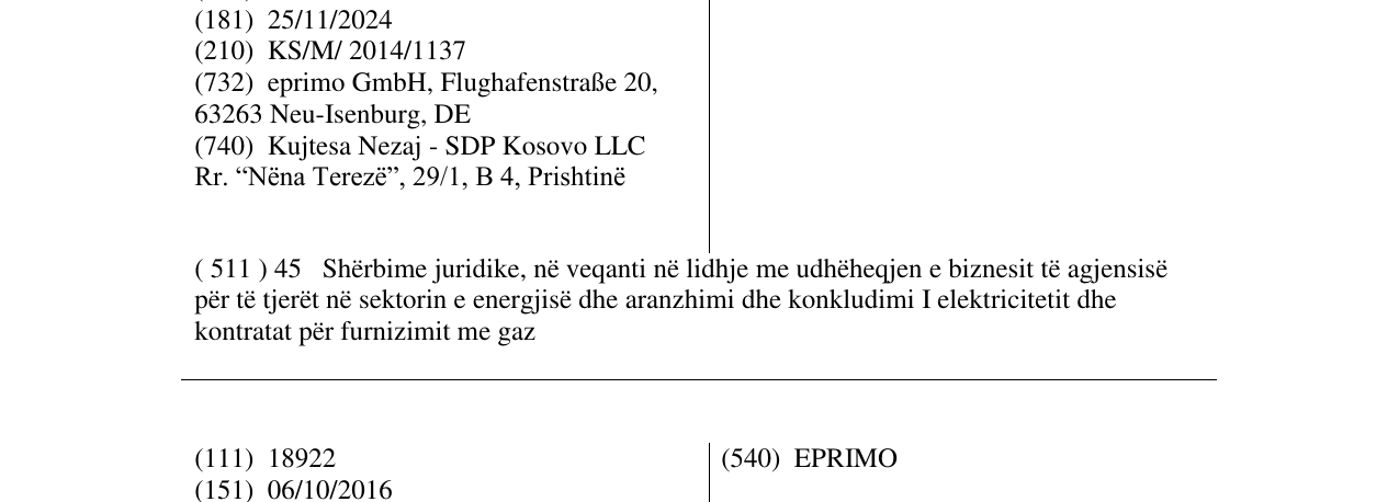 Zëri i markës EPRIMO në buletin