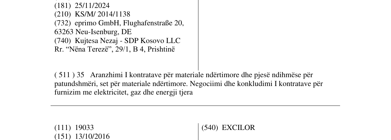 Zëri i markës EPRIMO në buletin