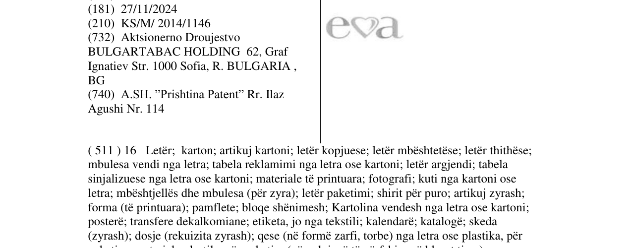 Zëri i markës eva në buletin