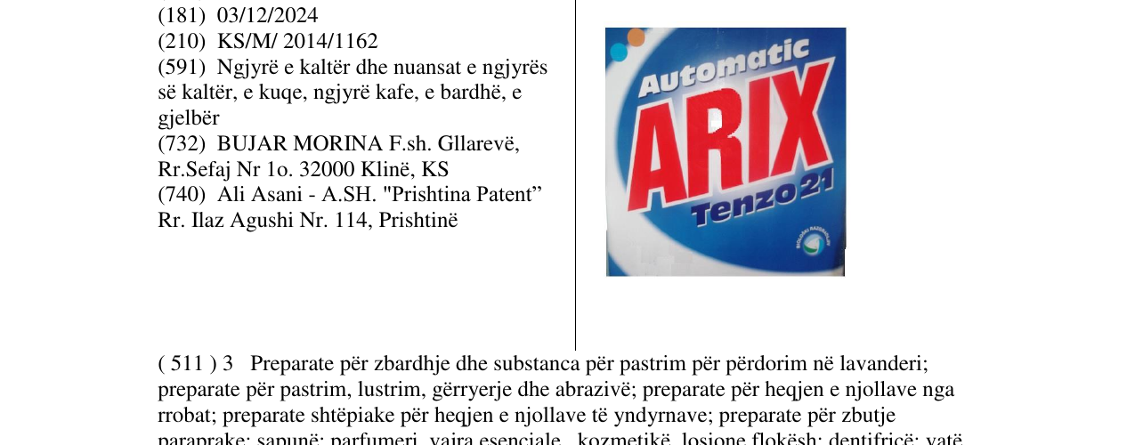 Zëri i markës Automatic ARIX në buletin
