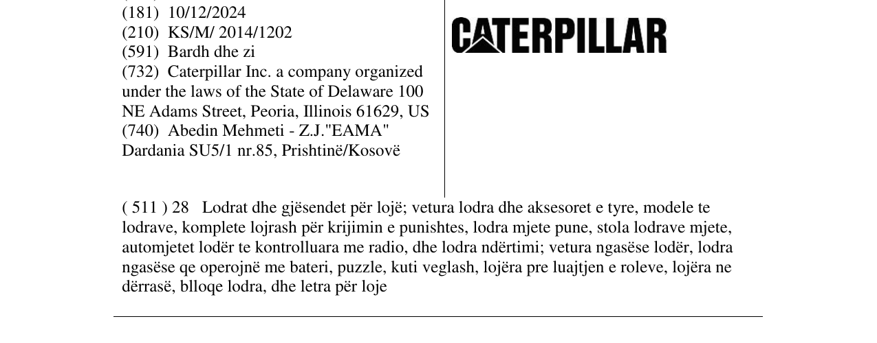 Zëri i markës CATERPILLAR në buletin