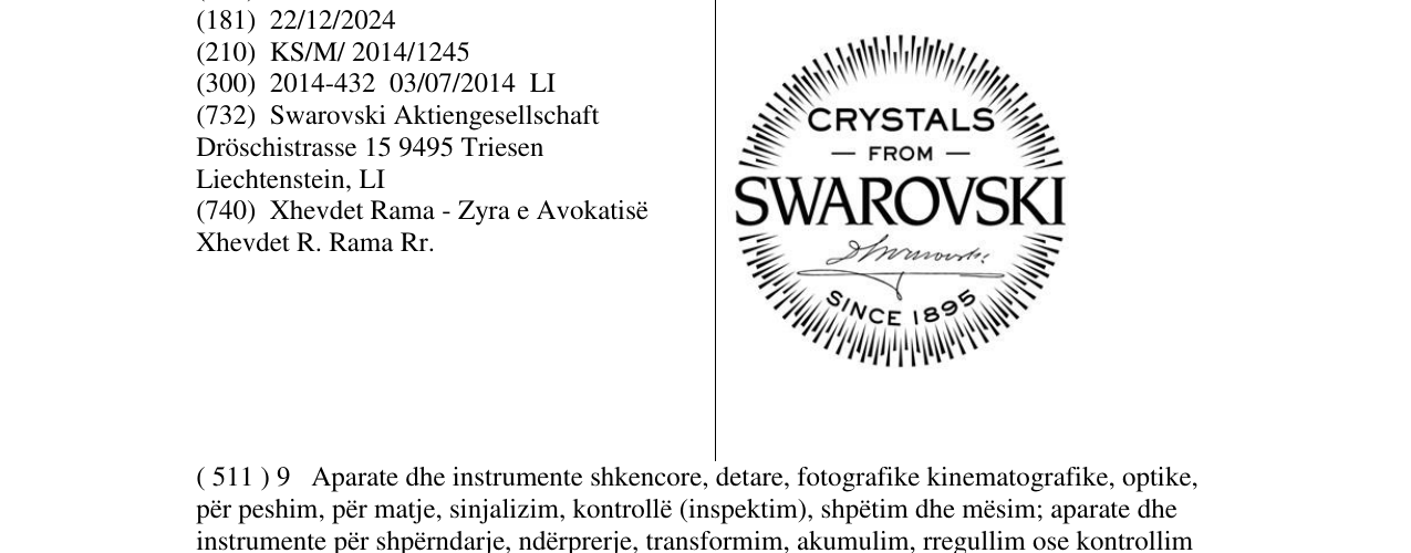 Zëri i markës SWAROVSKI në buletin