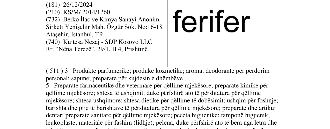 Zëri i markës ferifer në buletin