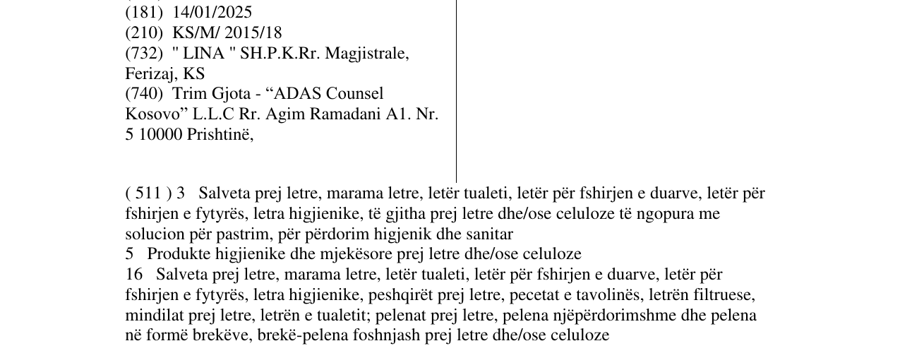 Zëri i markës Lina në buletin