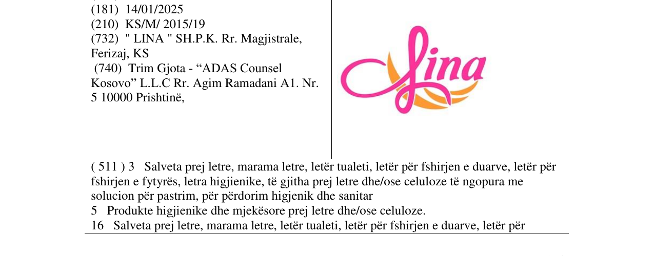 Zëri i markës lina në buletin