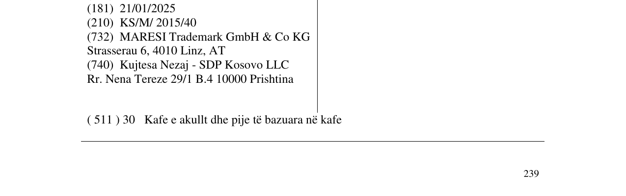 Zëri i markës MARESI në buletin