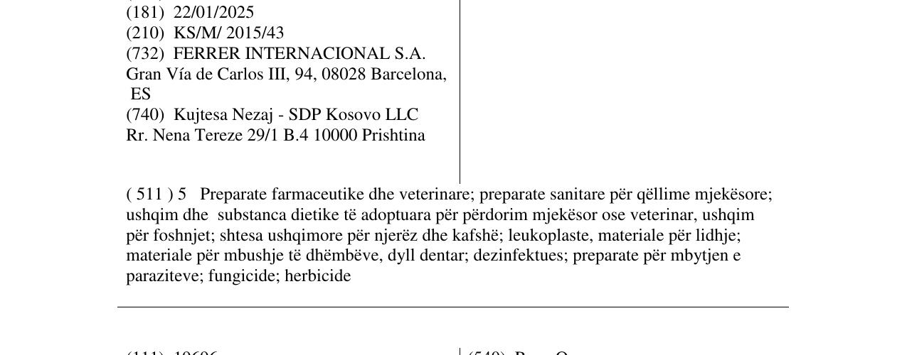 Zëri i markës SINCRONIUM në buletin