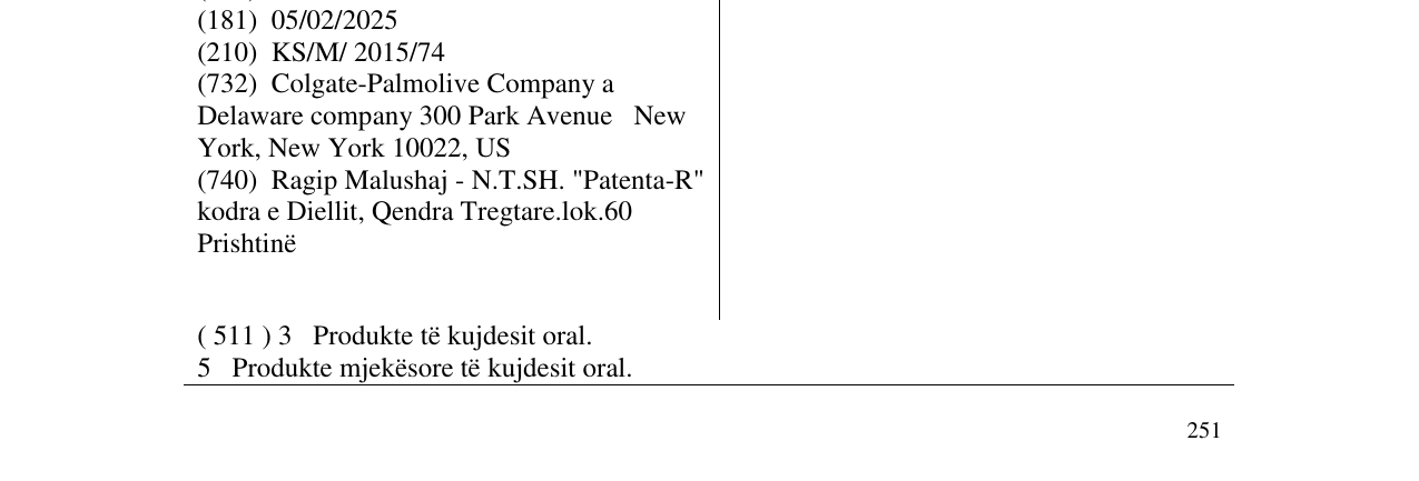 Zëri i markës COLGATE SENSITIVE PRO- RELIEF në buletin