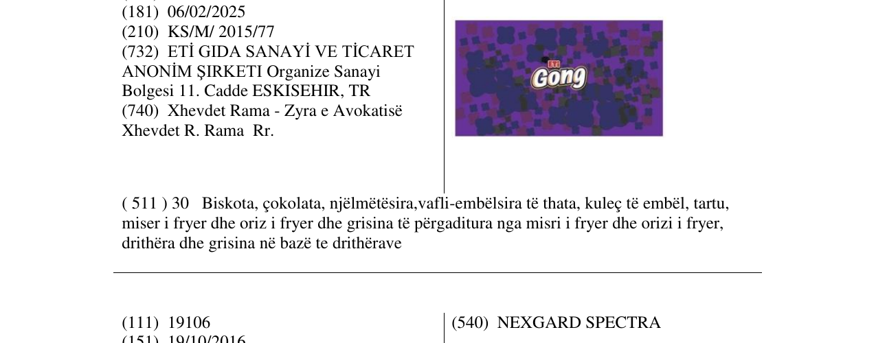 Zëri i markës Gong në buletin