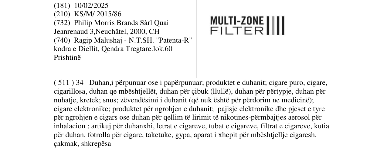 Zëri i markës MULTI-ZONE FILTER në buletin