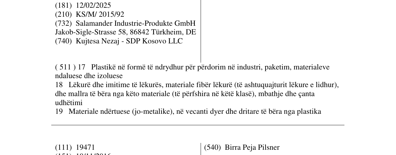 Zëri i markës SALAMANDER në buletin