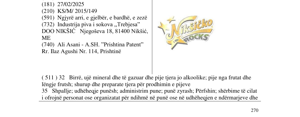 Zëri i markës Nikšičko ROCKS në buletin