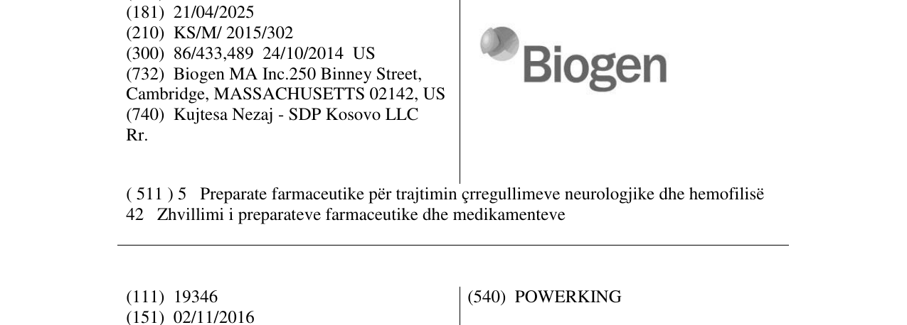 Zëri i markës Biogen në buletin