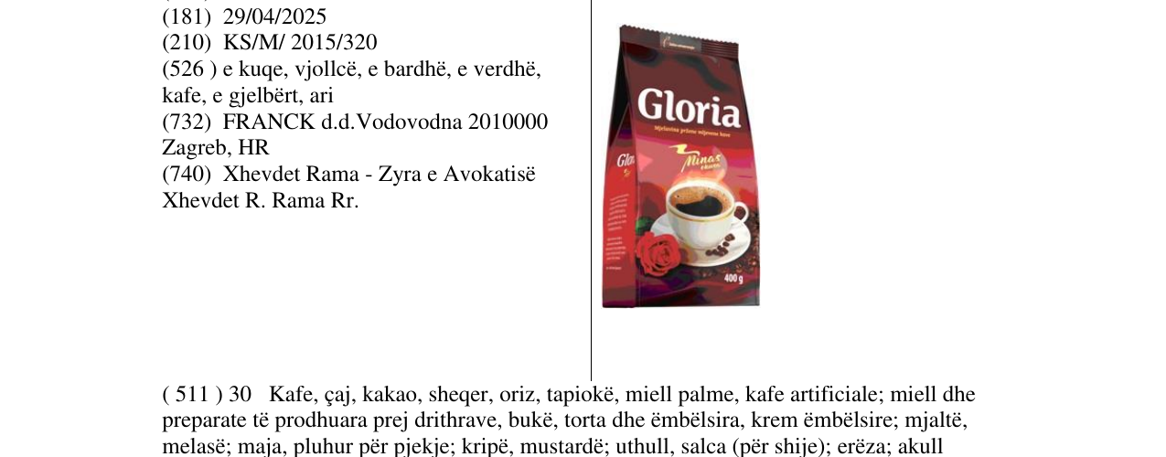 Zëri i markës Gloria në buletin