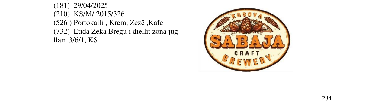 Zëri i markës SABAJA CRAFT BREWERY në buletin