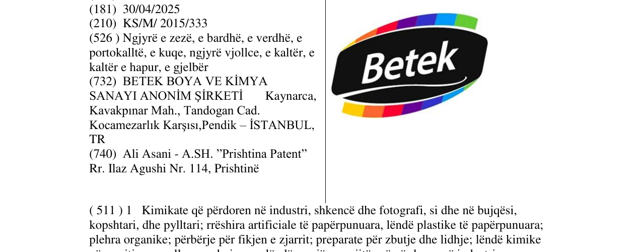 Zëri i markës Betek në buletin
