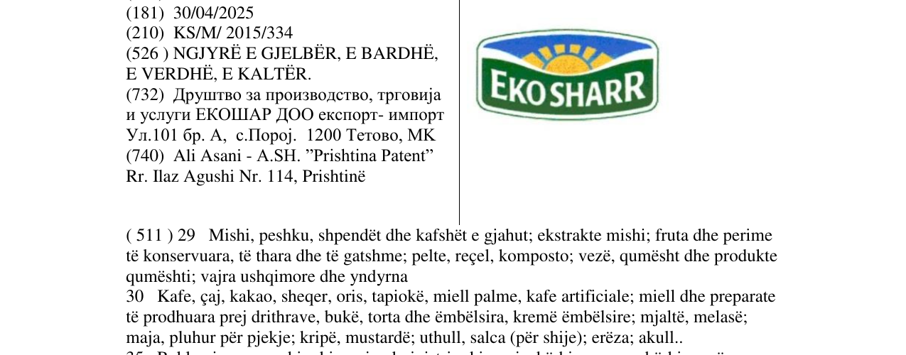 Zëri i markës EKOSHARR në buletin